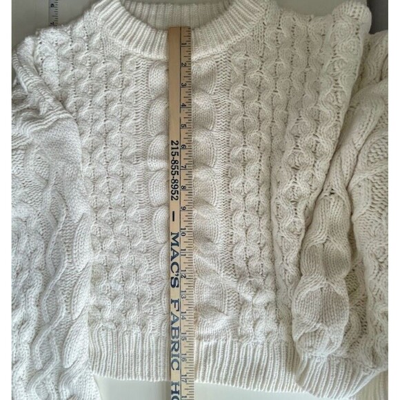 Moon+Madison Womens Cropped Sweater Size L Ivory Crew Neck Chunky Knit Pullover - Picture 11 of 12